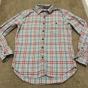 Faherty Red and Blue Plaid Casual Button Down Shirt